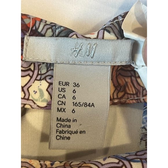 H&M Womens Multi Print Pencil Dress Back Hole Party Wedding Purple White Size 6 - Picture 8 of 10